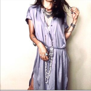 YOUNG FABULOUS & BROKE | Midi Shirt Dress Purple S